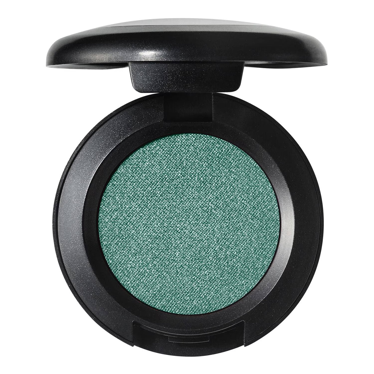 Green eyeshadow compact with black case on a white background