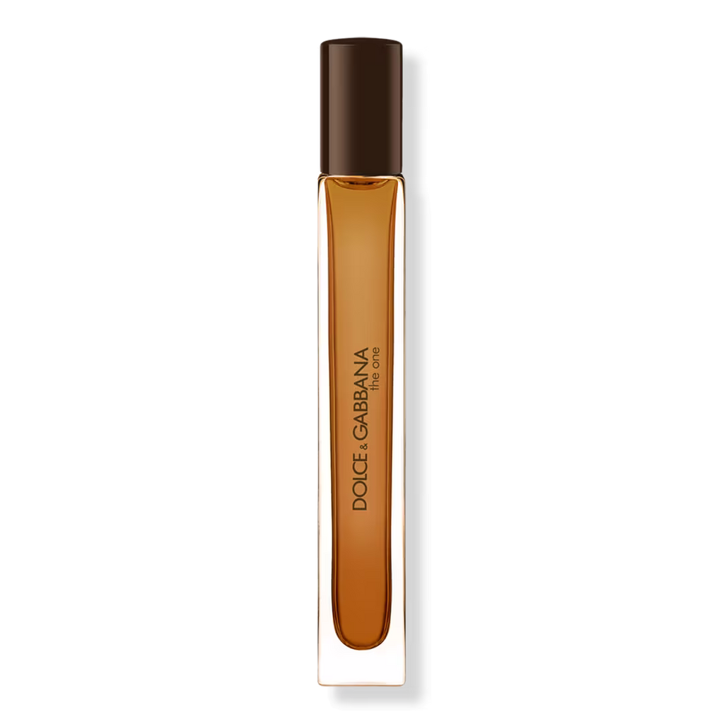 Dolce Garbana Eau de Toilette spray bottle with amber liquid and a dark brown cap, shown on a clean white background.