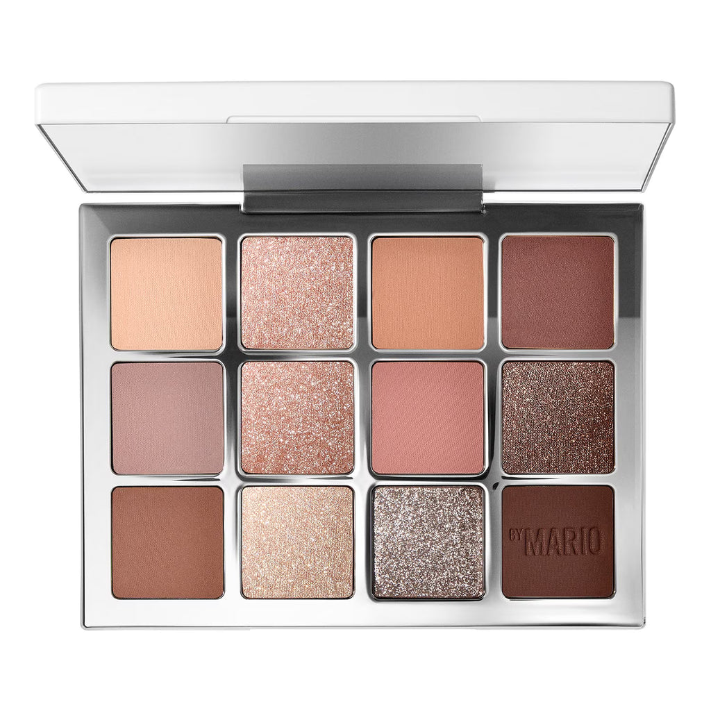 Makeup palette with various shades of eyeshadows and 'St. Mario' branding.