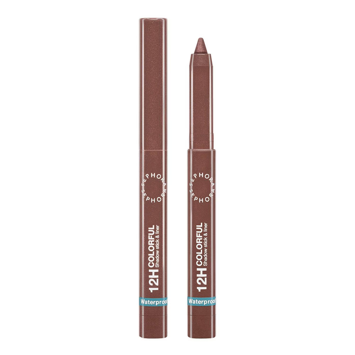 A brown liquid eyeliner pencil shown both closed and open, on a plain white background. The brand name 'SHOHO' is visible on the packaging.