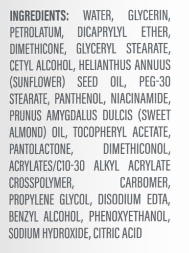 List of ingredients on a white background