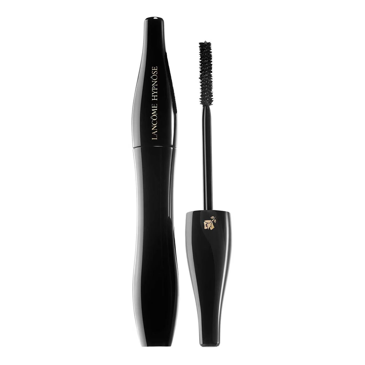 Lancome Hypnôse mascara shown with the black tube and the applicator wand on a plain white background.