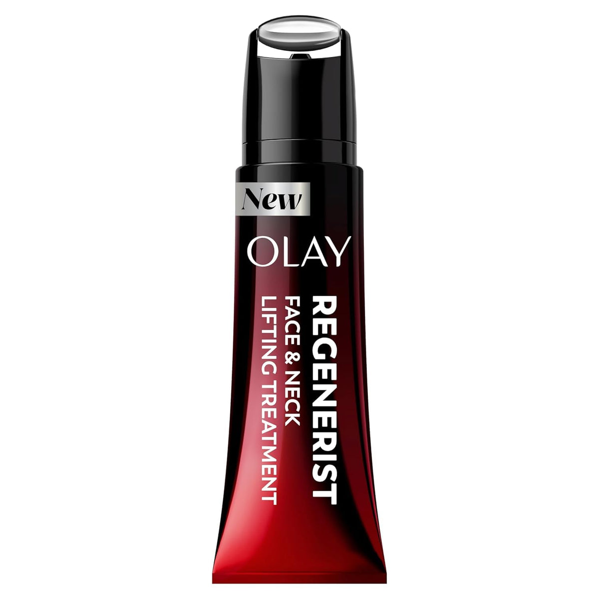 Olay Regenerist face and neck lifting treatment bottle on a white background