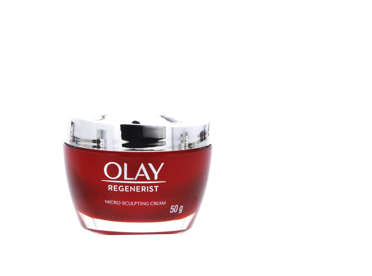 Red Olay Regenerist jar on a white background
