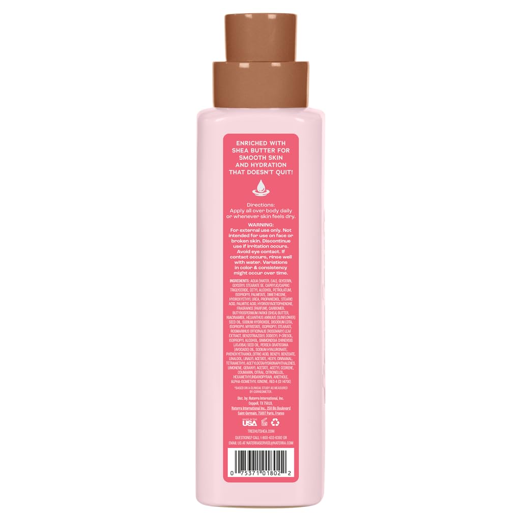 The back of a light pink bottle with a brown cap, featuring a prominent pink label with white text detailing ingredients and warnings.