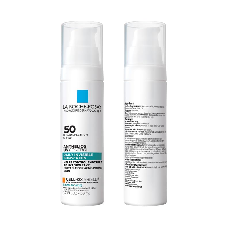 Two white bottles of La Roche-Posay Anthelios UV Con Rosa Daily Envisable sunscreen SPF 50 shown side by side on a white background, with the front label visible on the left and the back/side text visible on the right.
