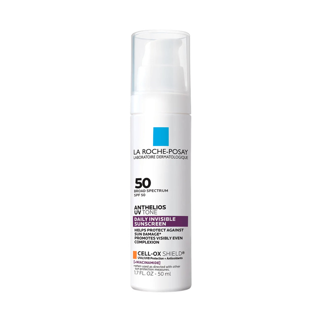 La Roche-Posay sunscreen bottle on a white background