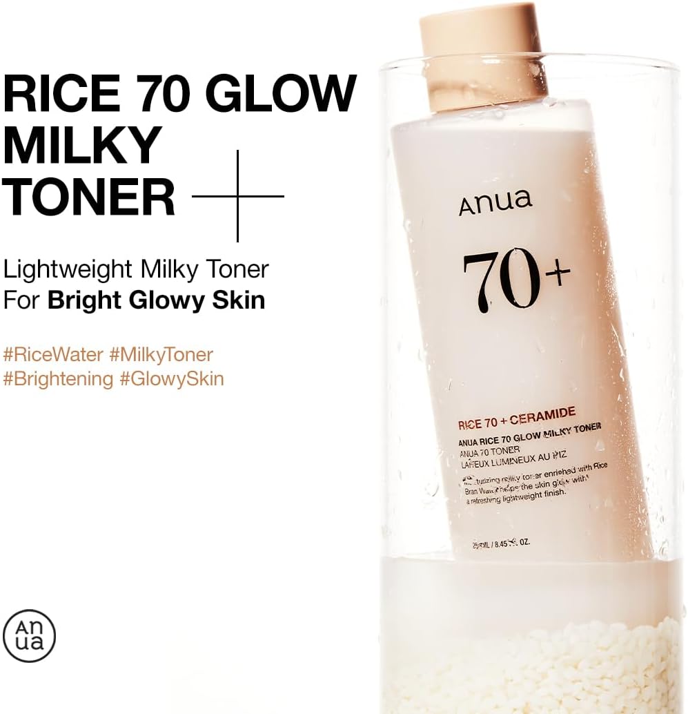ANUA Rice 70 Glow Milky Toner – Hydrating & Brightening (250 ml / 8.45 fl oz)