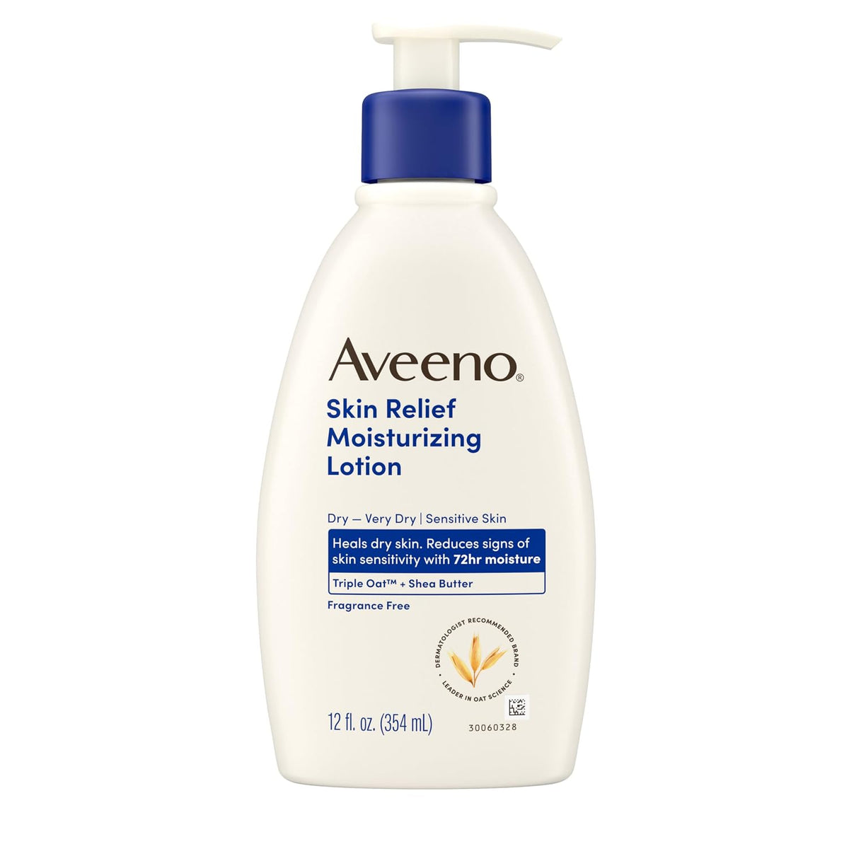 a 12 fl 0z Aveeno Skin Relief Moisturizing Lotion on a white background