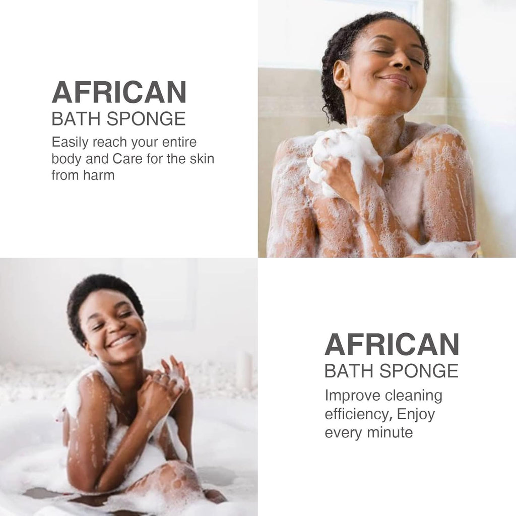 UJFQBH African Net Exfoliating Bath Sponge Set – 3 Pieces