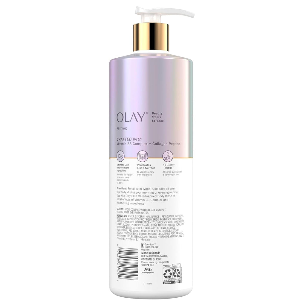 Olay skincare bottle with pump on a white background