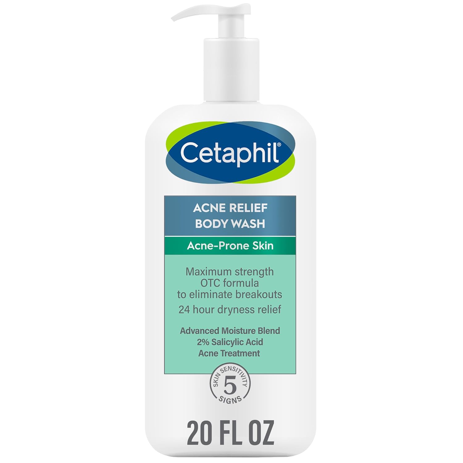 Cetaphil Acne Relief Body Wash bottle on a white background