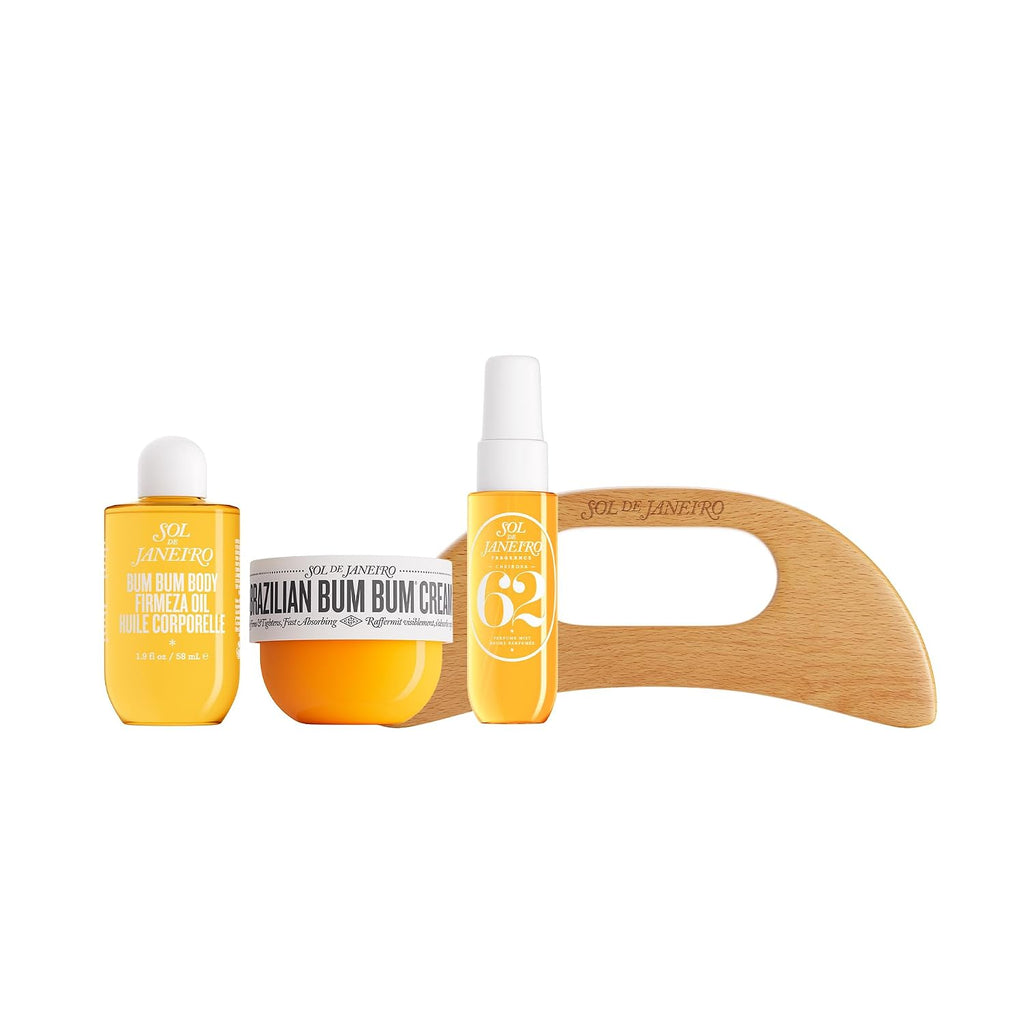 Sol de Janeiro | Bum Bum Firmeza Oil, Massage Tool, Body Cream & Cheirosa 62 Perfume Mist Firming Ritual Gift Set — 4 Pieces