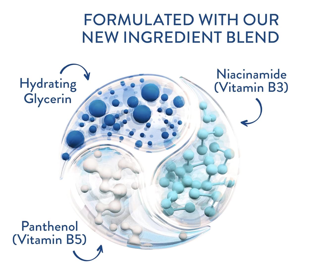 Diagram of skincare ingredients with labels on a white background