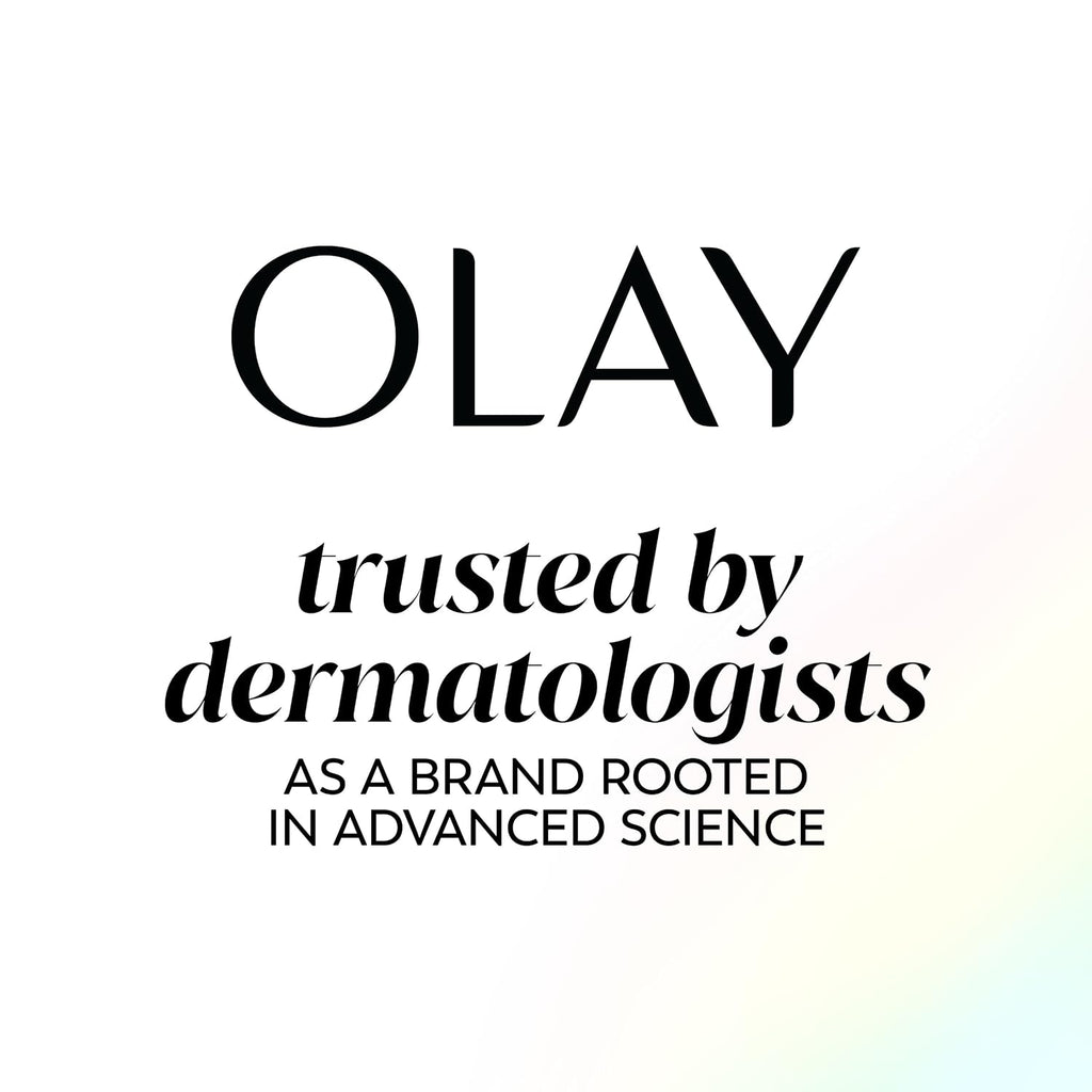 Olay advertisement with text 'trusted by dermatologists as a brand rooted in advanced science' on a white background