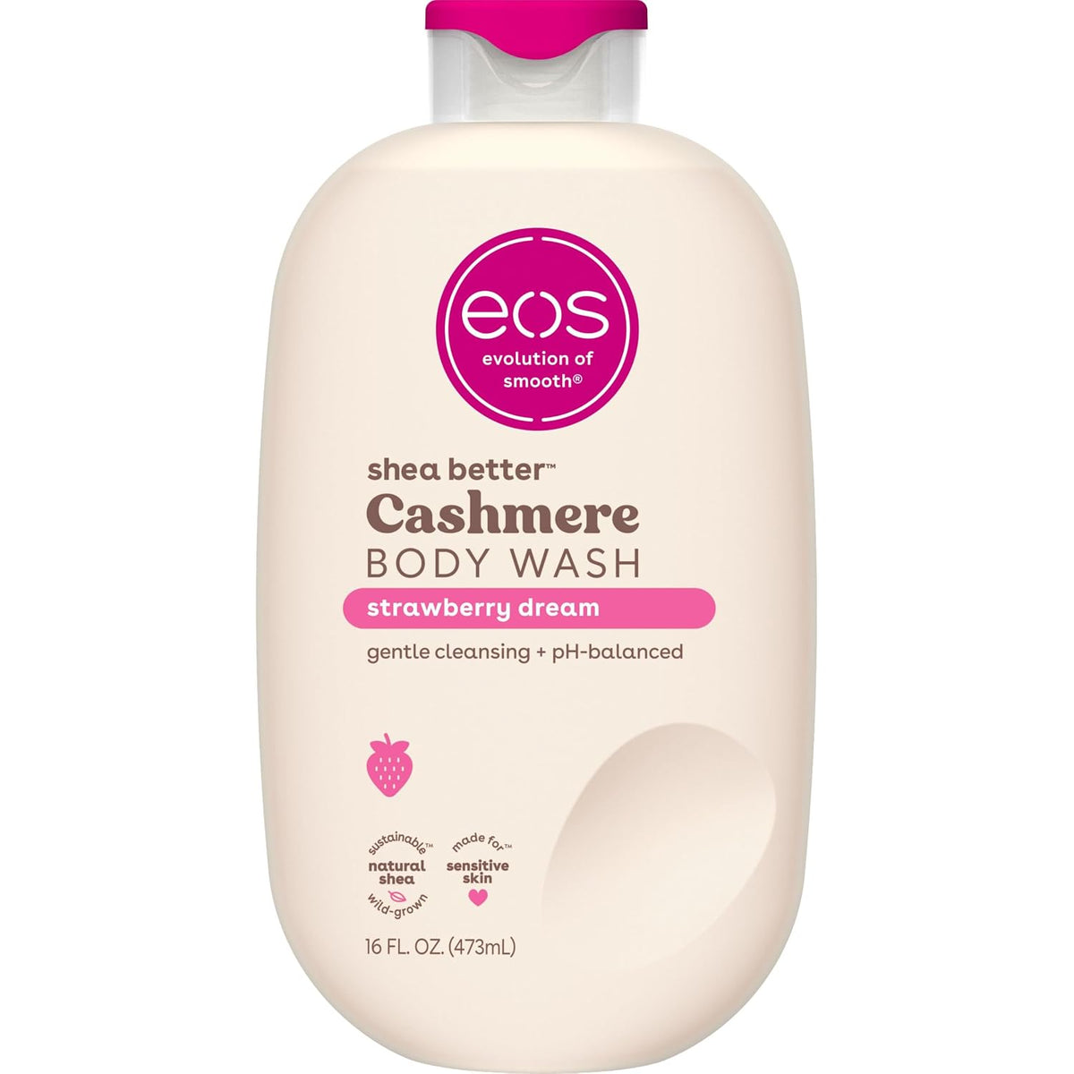 eos | Strawberry Dream Moisturizing Body Wash Shea Butter Vitamin E pH-Balanced — 16 fl oz