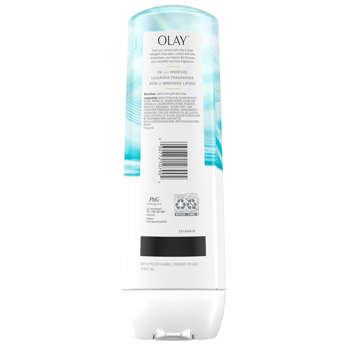 Olay lotion bottle with label on a white background