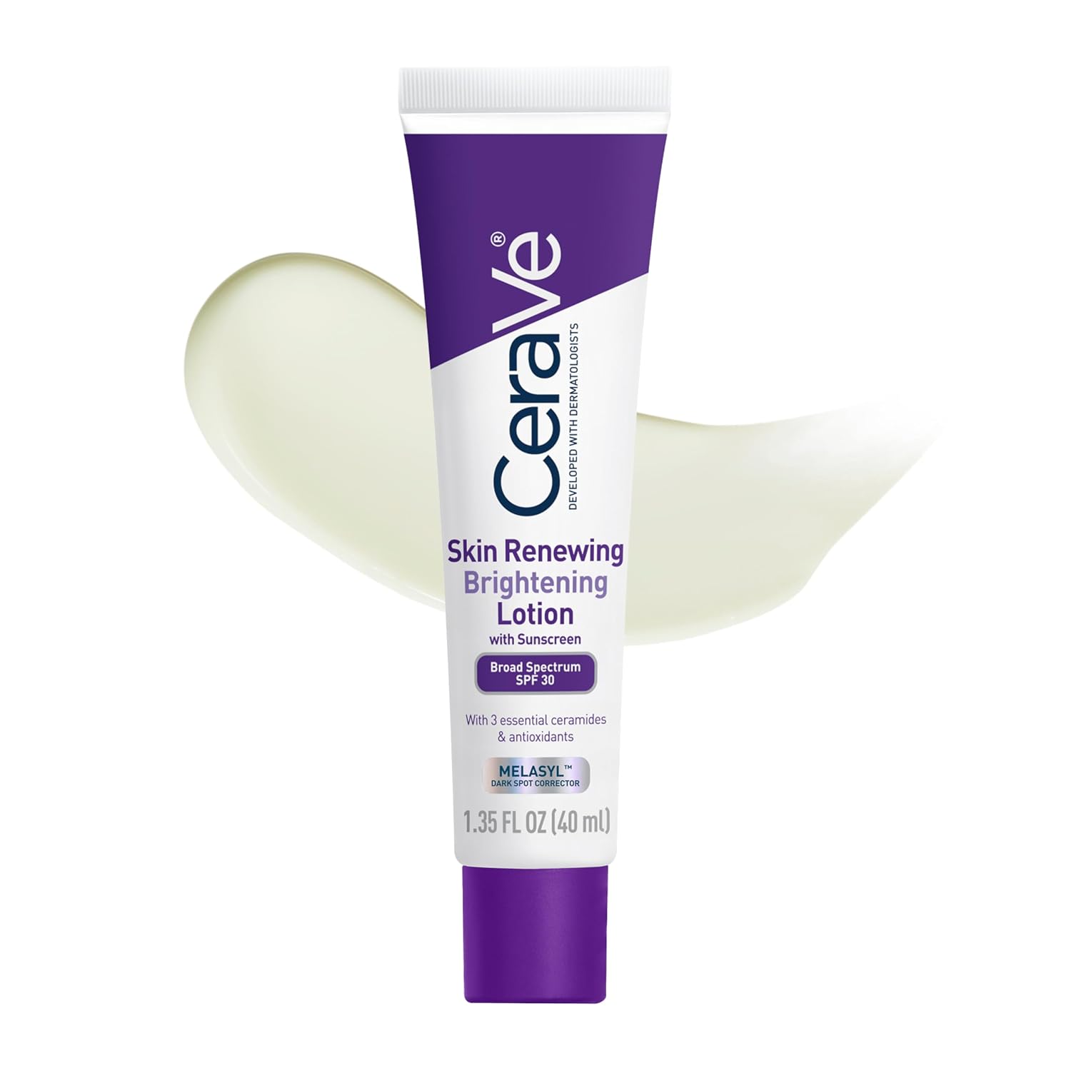 CeraVe Skin Renewing Brightening Lotion tube on a white background