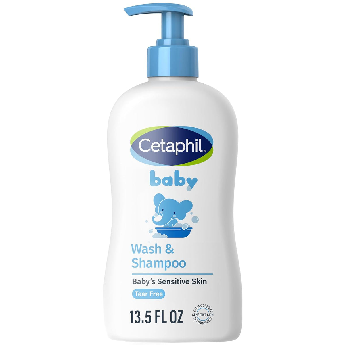 Cetaphil baby wash and shampoo bottle on a white background