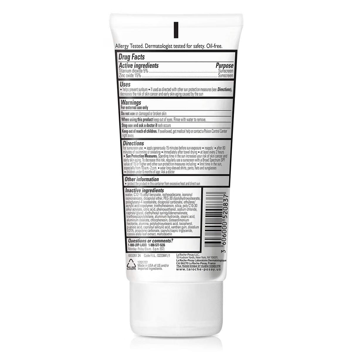 Back label of a skincare product on a white background
