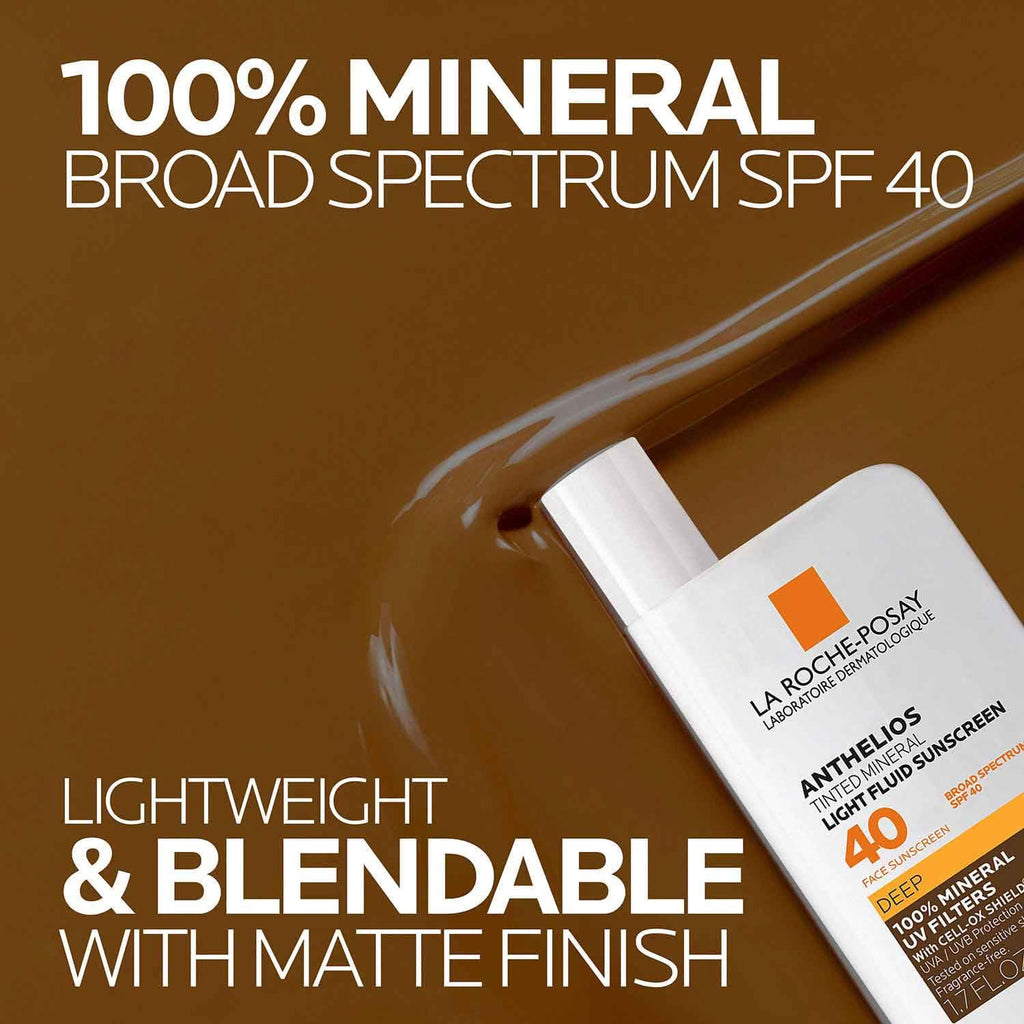 Anthelios Mineral Light Fluid Tinted Sunscreen SPF 40 by La Roche-Posay — Deep — 50ml (1.7 fl oz)