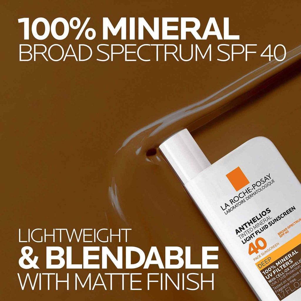 Anthelios Mineral Light Fluid Tinted Sunscreen SPF 40 — Deep by La Roche-Posay — 50ml (1.7 fl oz)