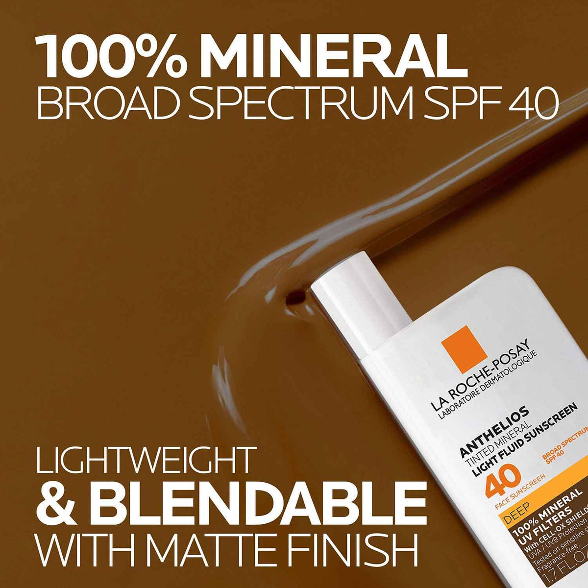 Anthelios Mineral Light Fluid Tinted Sunscreen SPF 40 — Deep by La Roche-Posay — 50ml (1.7 fl oz)