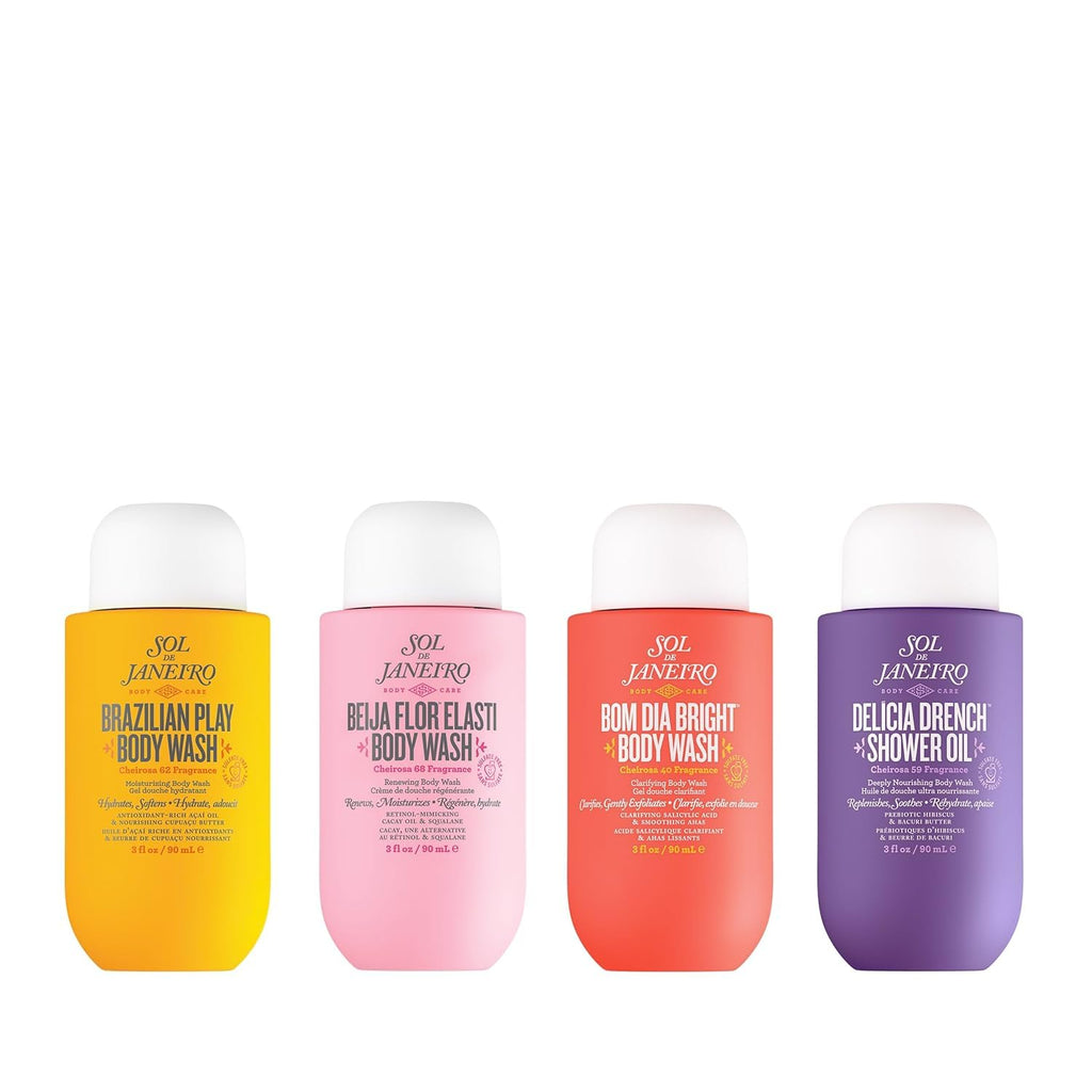 Sol de Janeiro | Travel Body Wash & Shower Oil Collection Cheirosa 62, 40, 59 & 68 — 4 Pieces, 12 fl oz Total