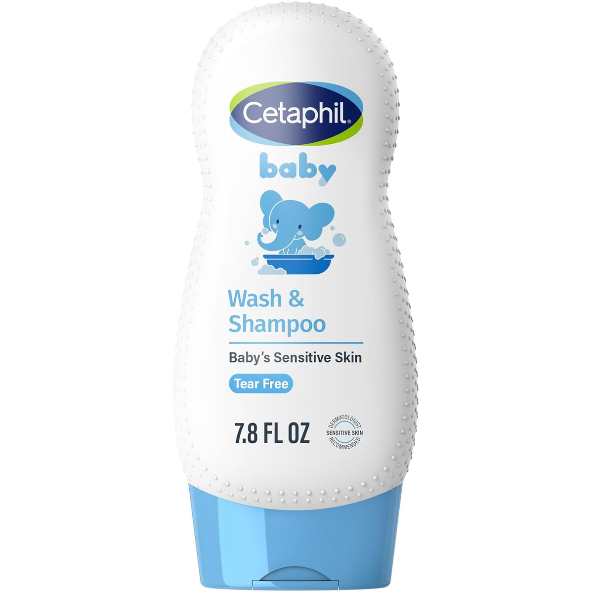 Cetaphil baby wash and shampoo bottle on a white background