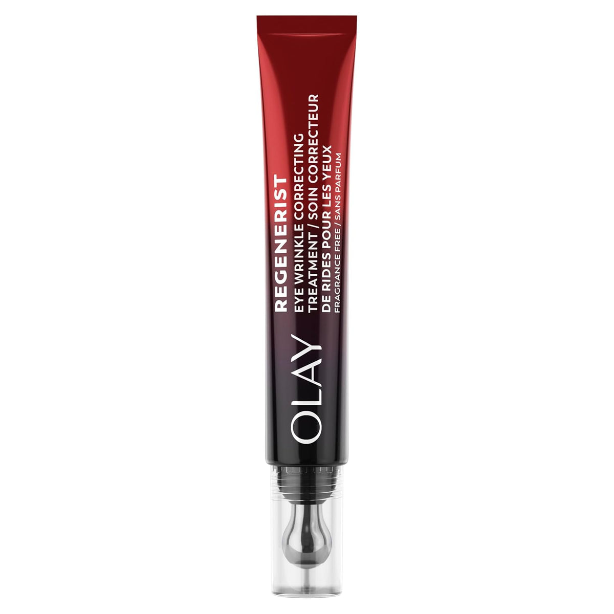 Olay Regenerist eye cream tube on a white background