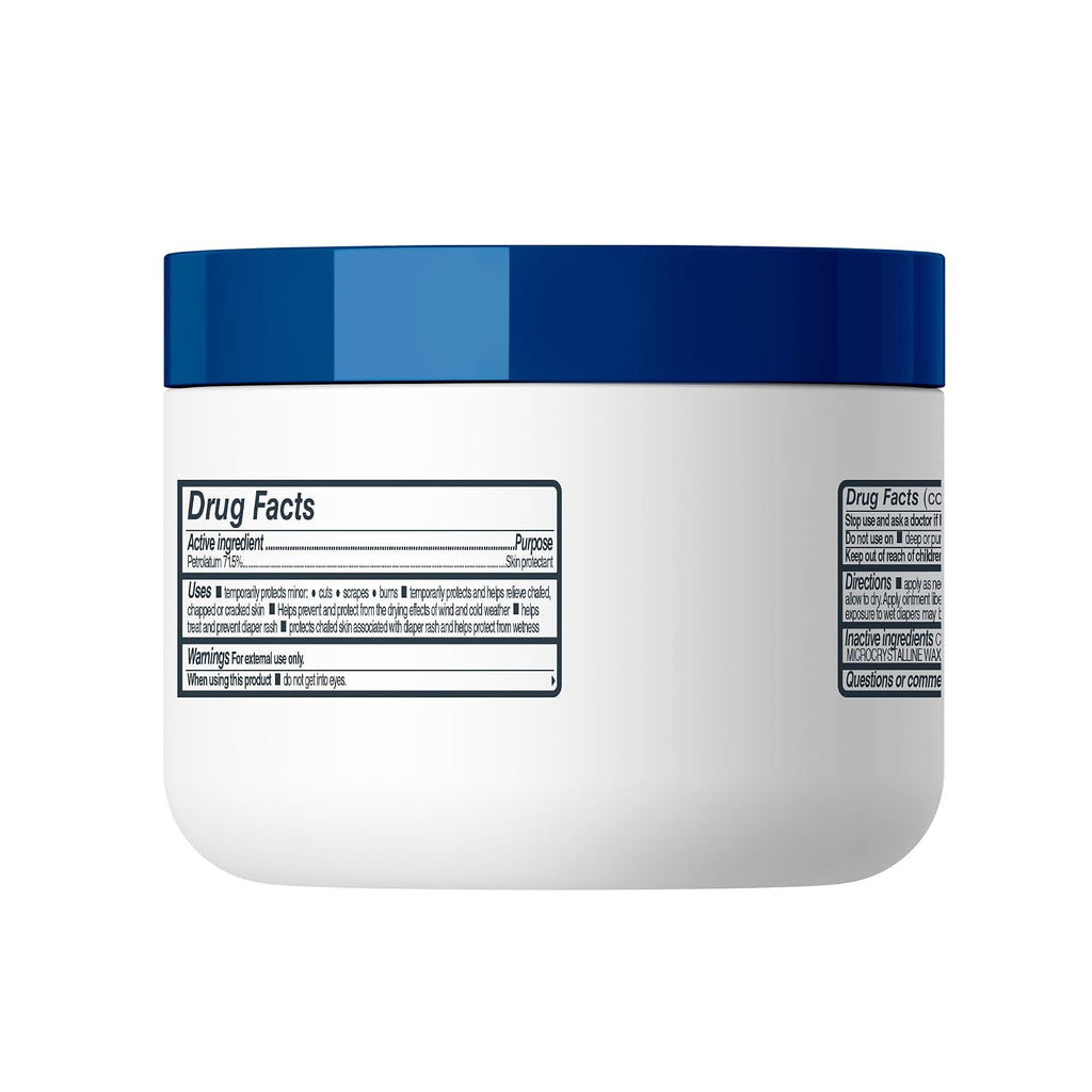 White jar with blue lid on a white background