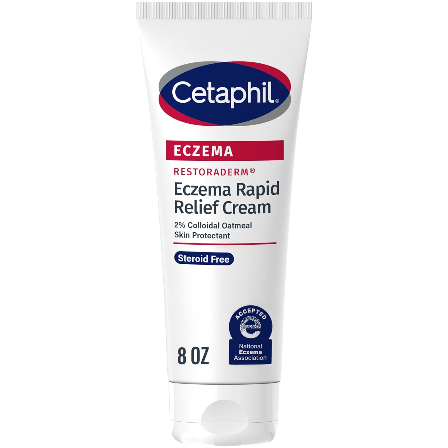 Cetaphil Eczema Rapid Relief Cream tube on a white background