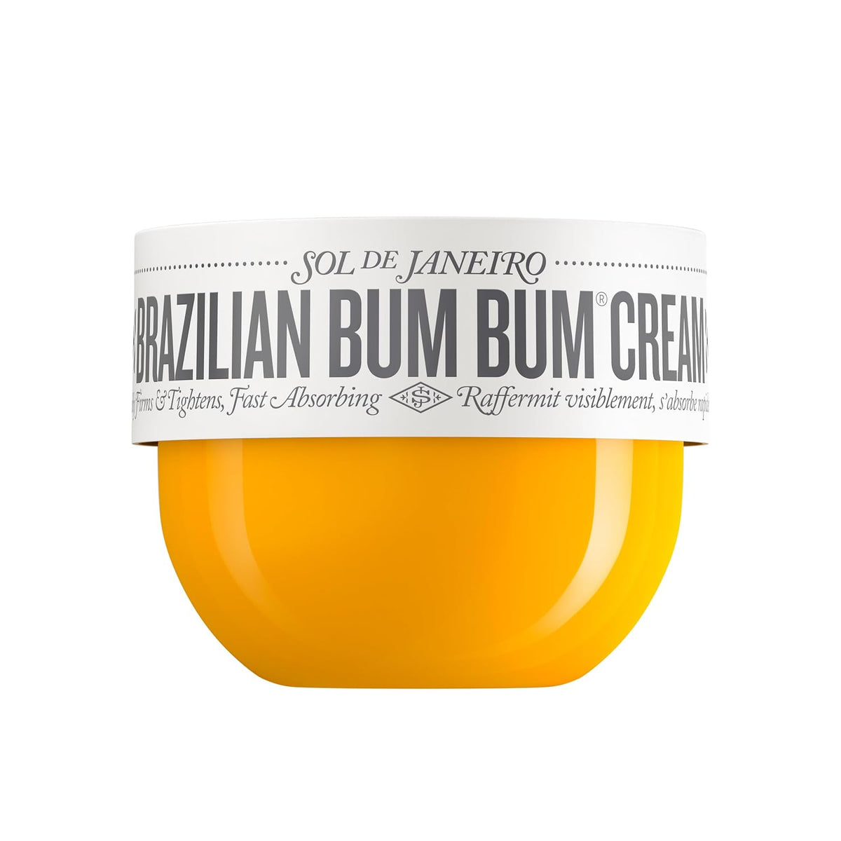 Jar of Sol de Janeiro Brazilian Bum Bum Cream on a white background