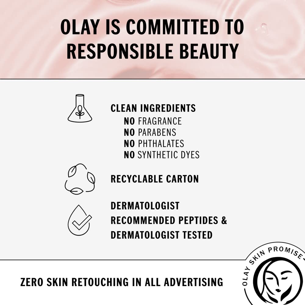 Olay skincare product with commitment to responsible beauty and clean ingredients.