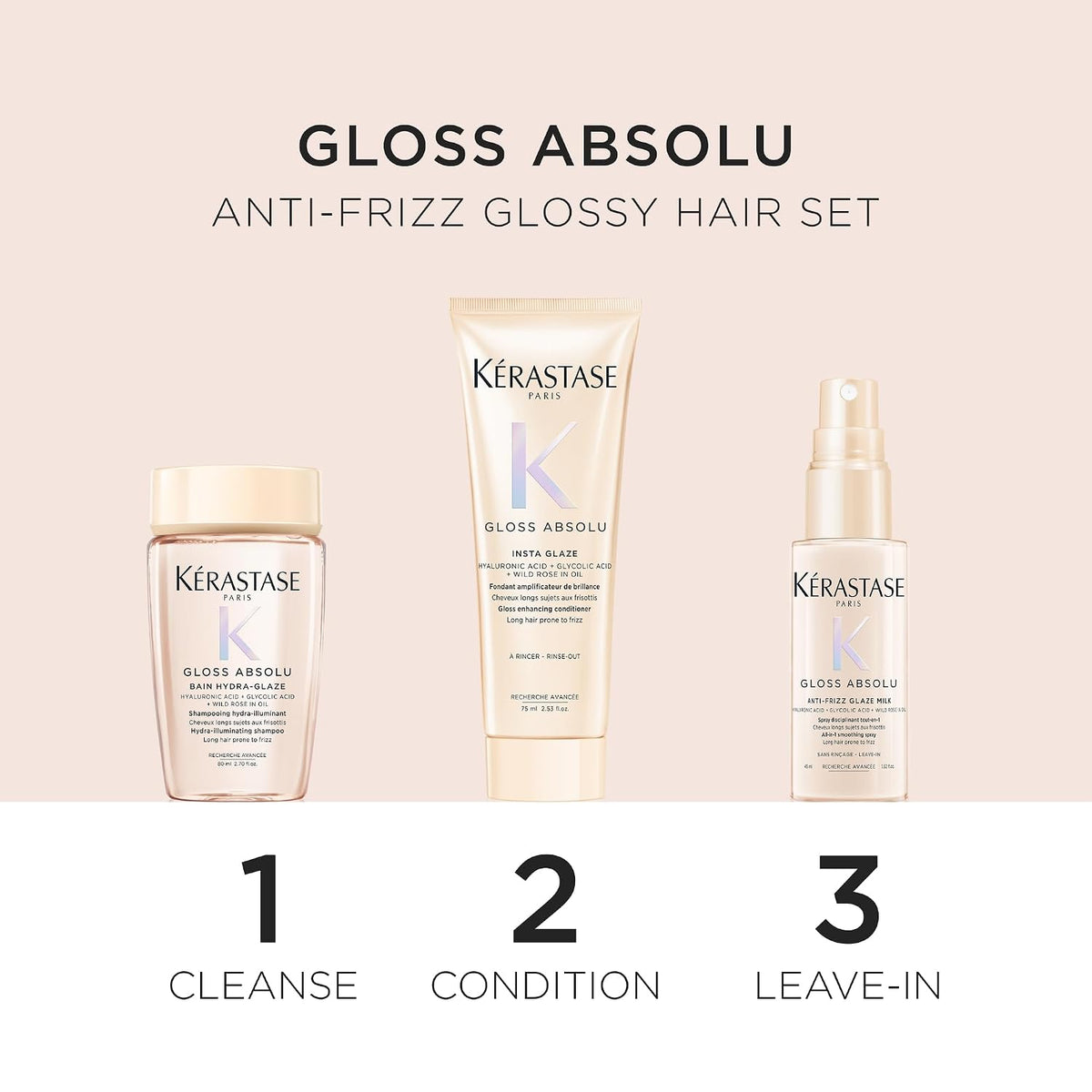 Kérastase | Gloss Absolu Shampoo Conditioner & Glaze Milk Travel Kit — 6.8 fl oz Total