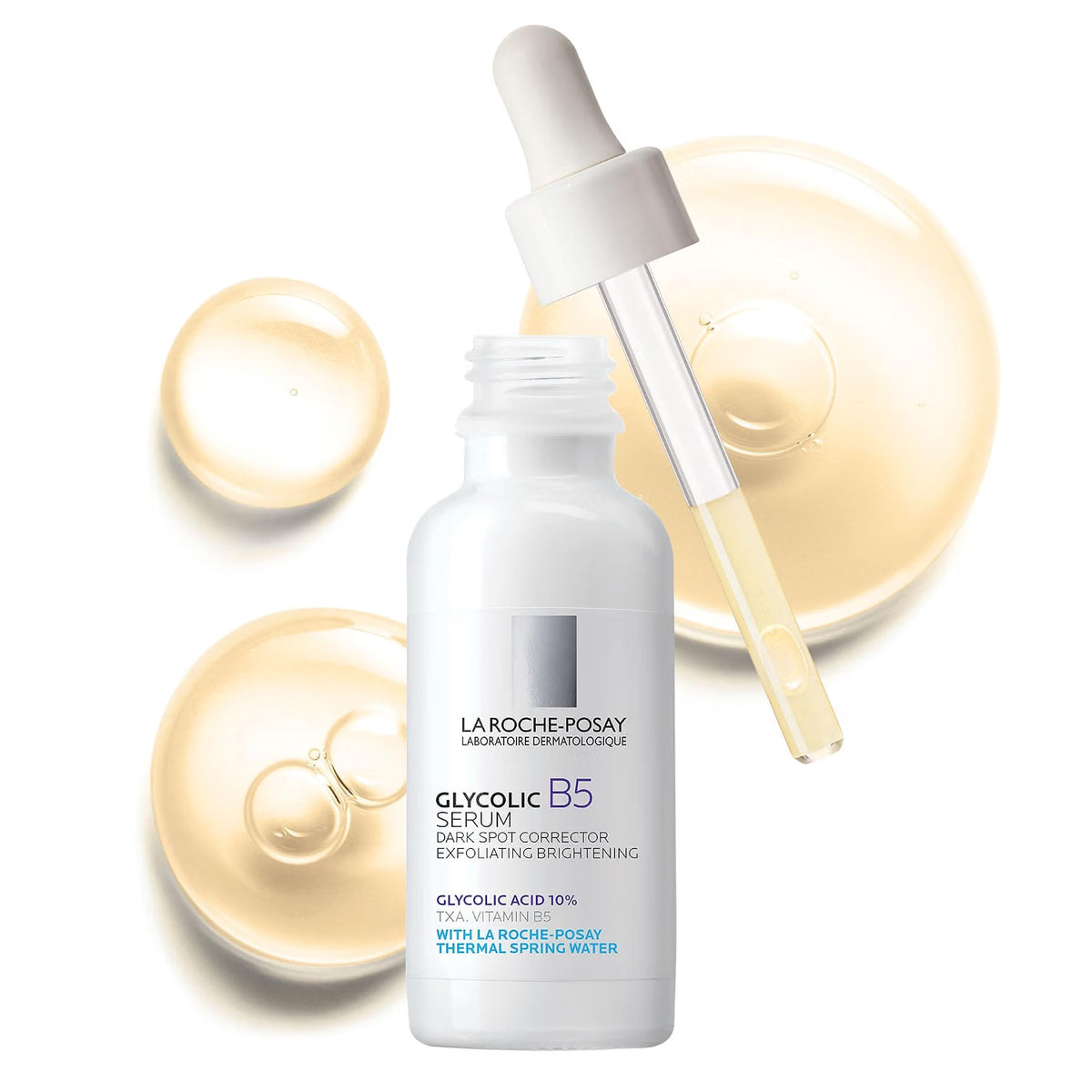 La Roche-Posay skincare serum with dropper on a white background