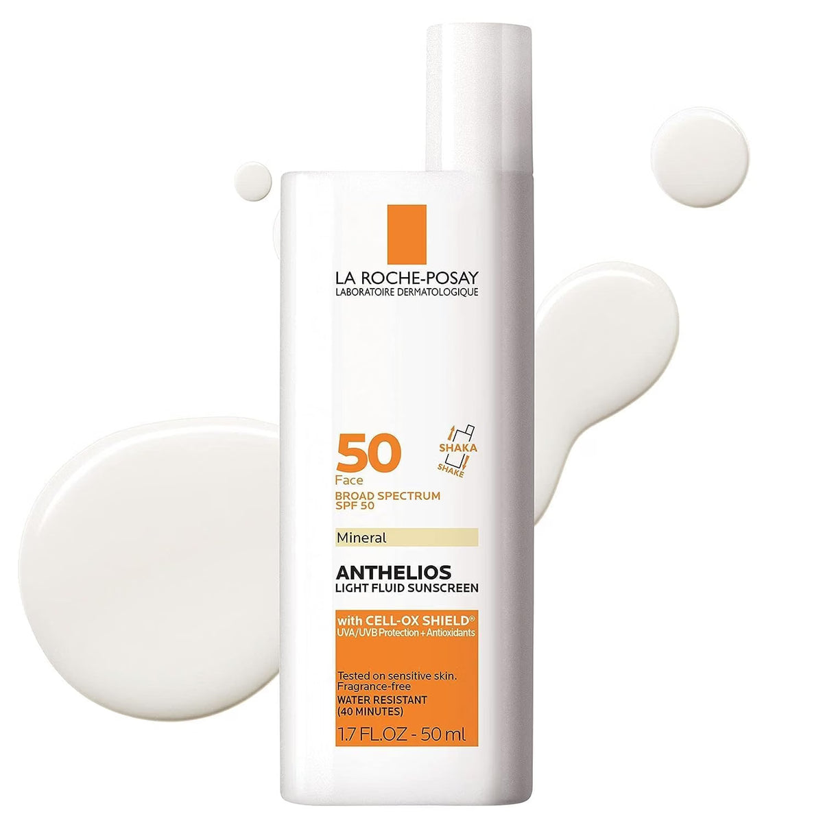La Roche-Posay sunscreen bottle on a white background