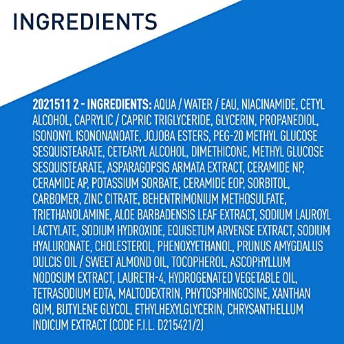 List of ingredients on a blue background with 'INGREDIENTS' at the top.