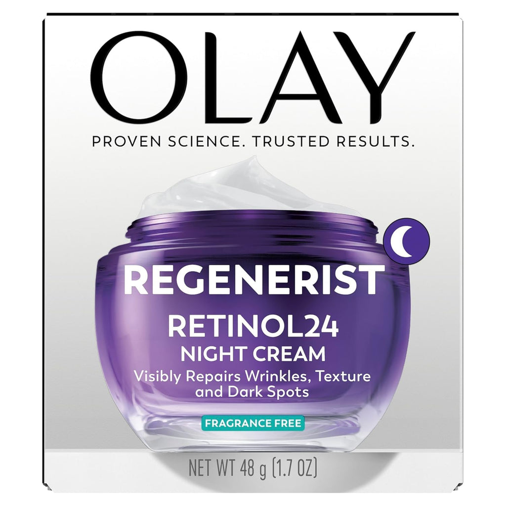 Olay Regenerist Retinol24 Night Cream packaging on a white background