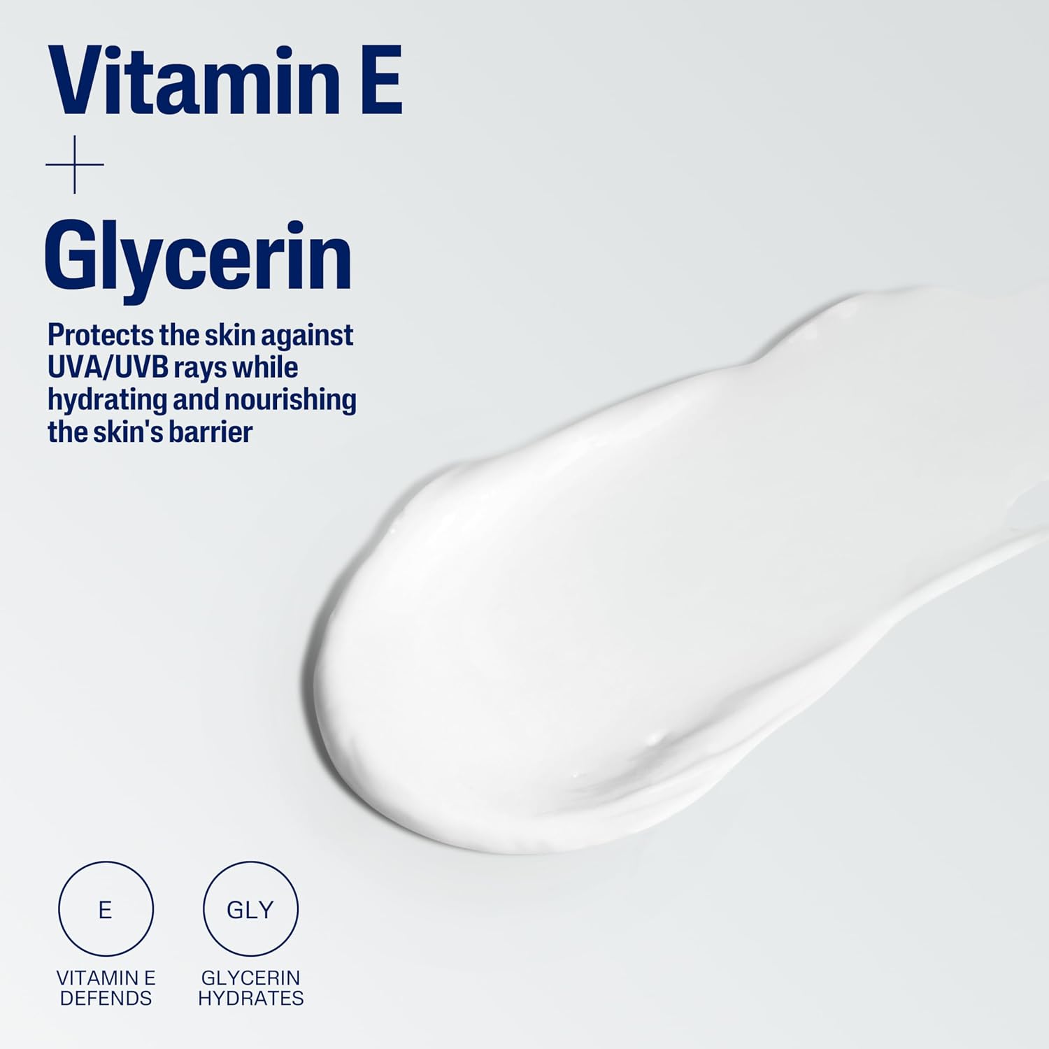 Product packaging with Vitamin E and Glycerin text on a light gray background