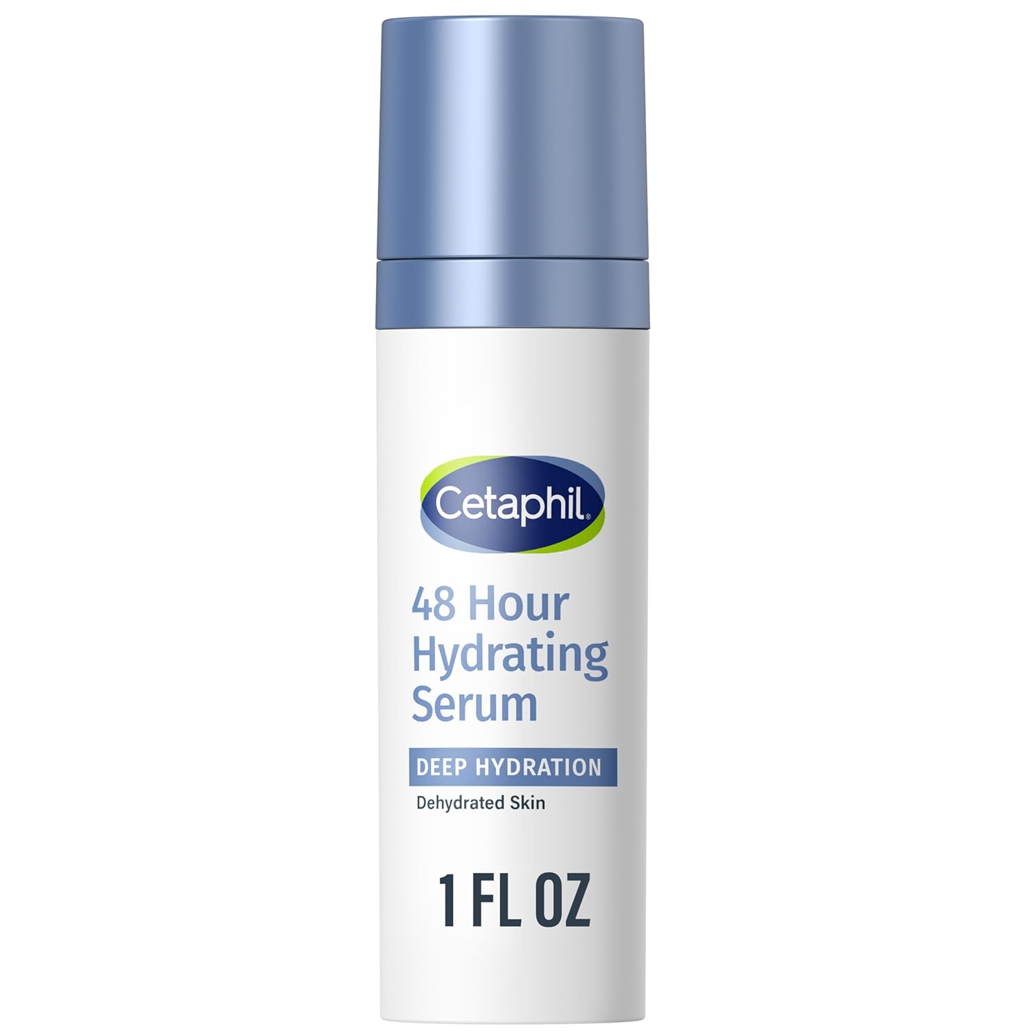 Cetaphil 48 Hour Hydrating Serum bottle on a white background