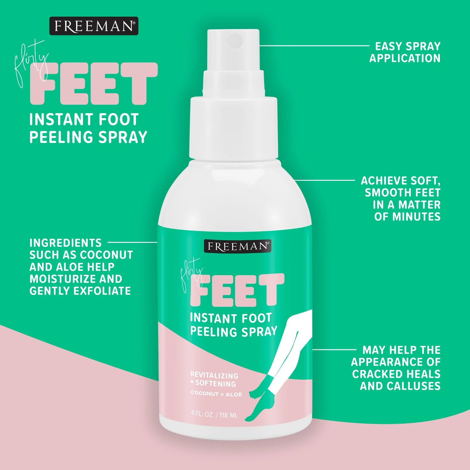 Freeman Flirty Feet Instant Exfoliating Foot Peeling Spray – 4 fl oz