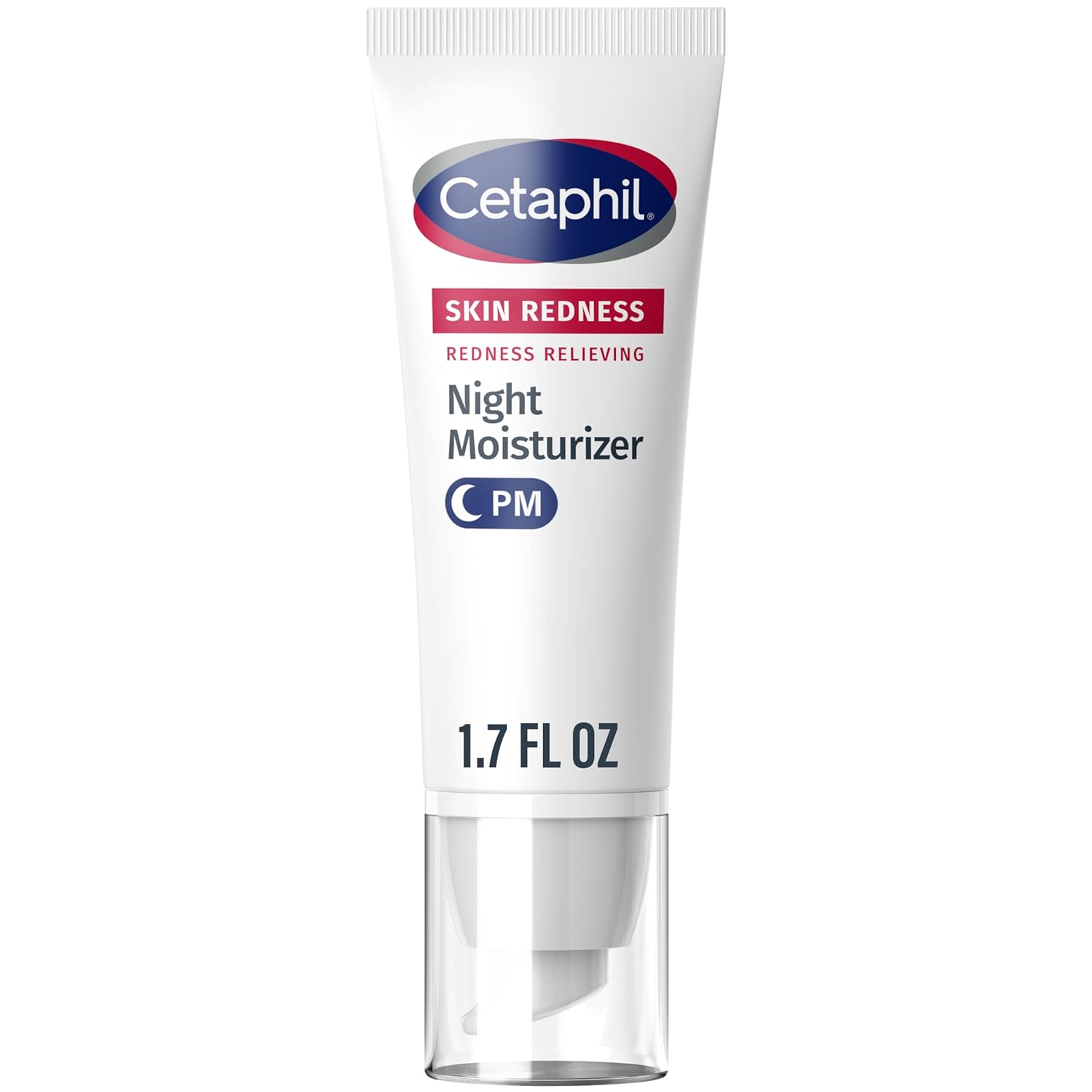 Cetaphil night moisturizer tube on a white background