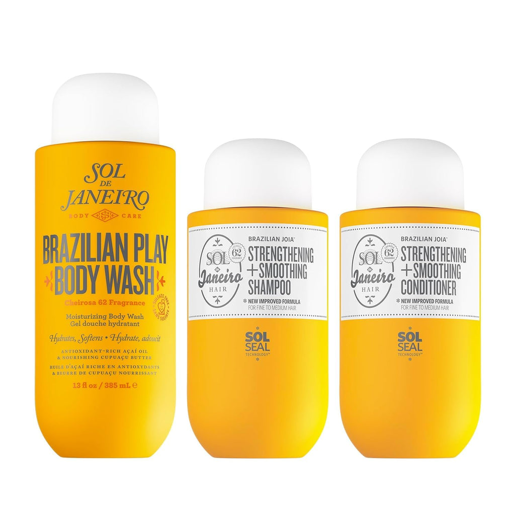 Sol de Janeiro | Damage Repair Shampoo, Conditioner & Brazilian Play Hydrating Body Wash Set Cheirosa 62 — 33 fl oz Total