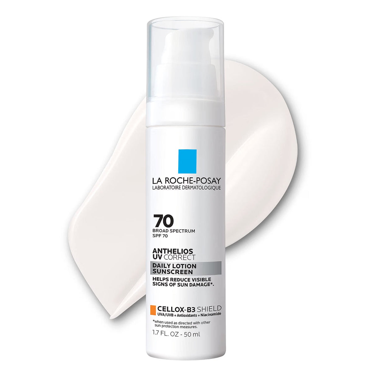 La Roche-Posay sunscreen bottle with a white background
