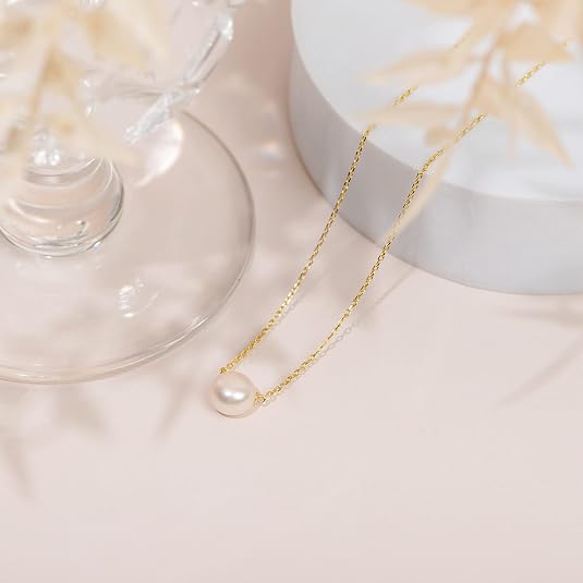 PAVOI - Handpicked AAA+ Freshwater Cultured Single Pearl Necklace Pendant | Gold Necklaces for Women