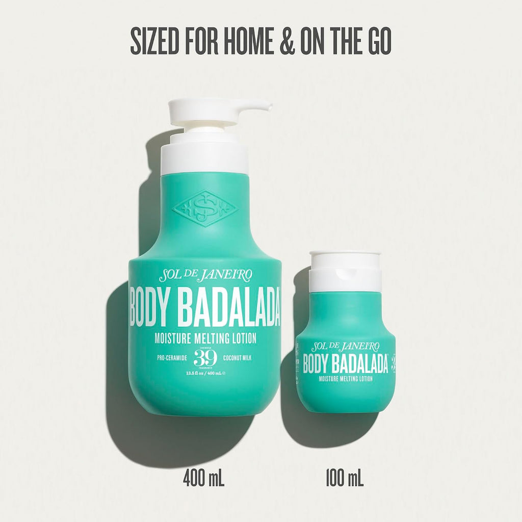 Two bottles of Sol de Janeiro Body Badalada lotion on a white background