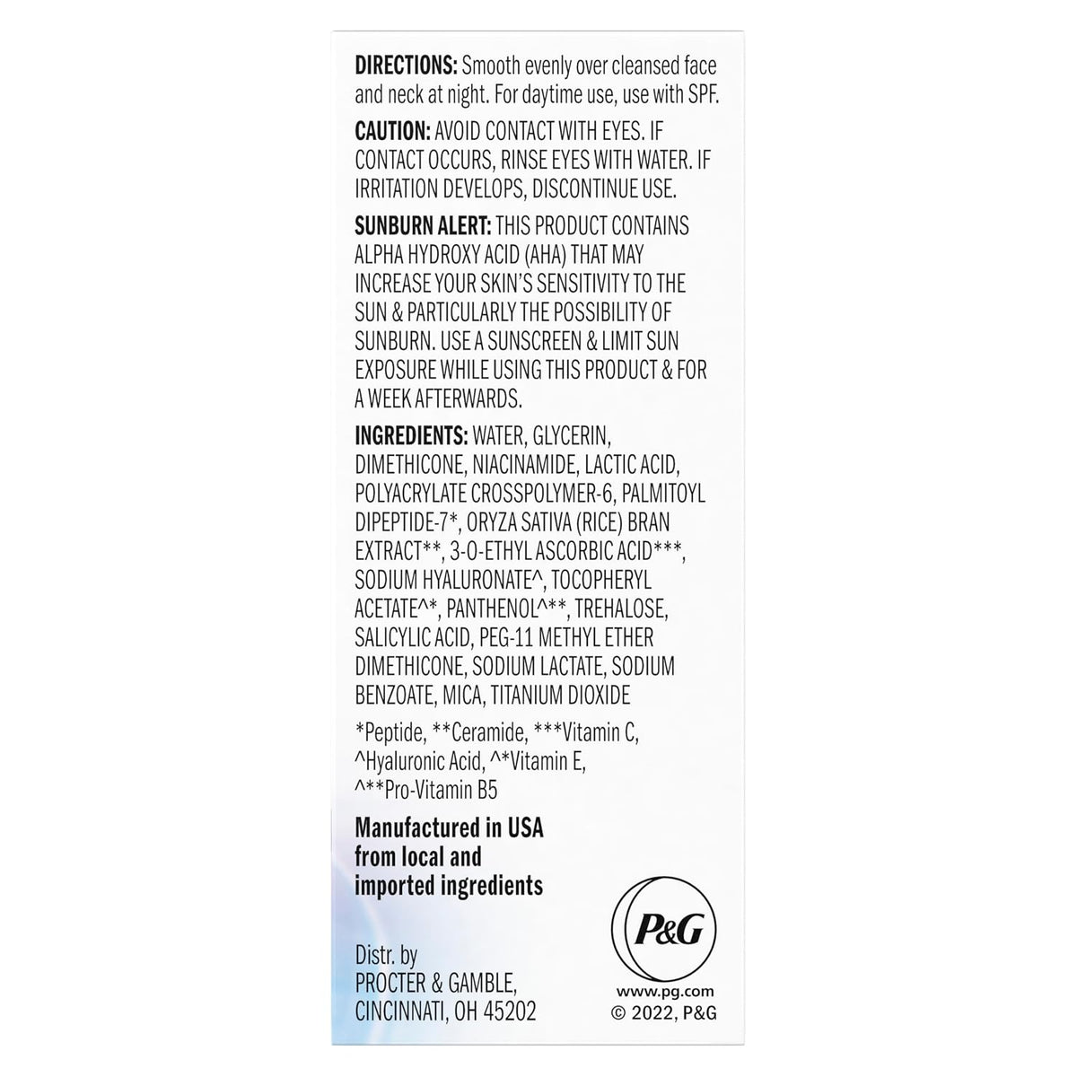 Olay | Super Serum 5-in-1 Night Face Serum Niacinamide Peptide Salicylic Acid Lactic Acid Glycerin Fragrance Free