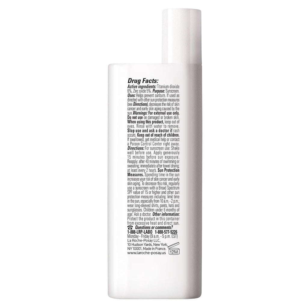 The back of a white cylindrical bottle of La Roche-Posay Tolerine Daily Moisturizer, showing the black printed Drug Facts panel on a clean white background.
