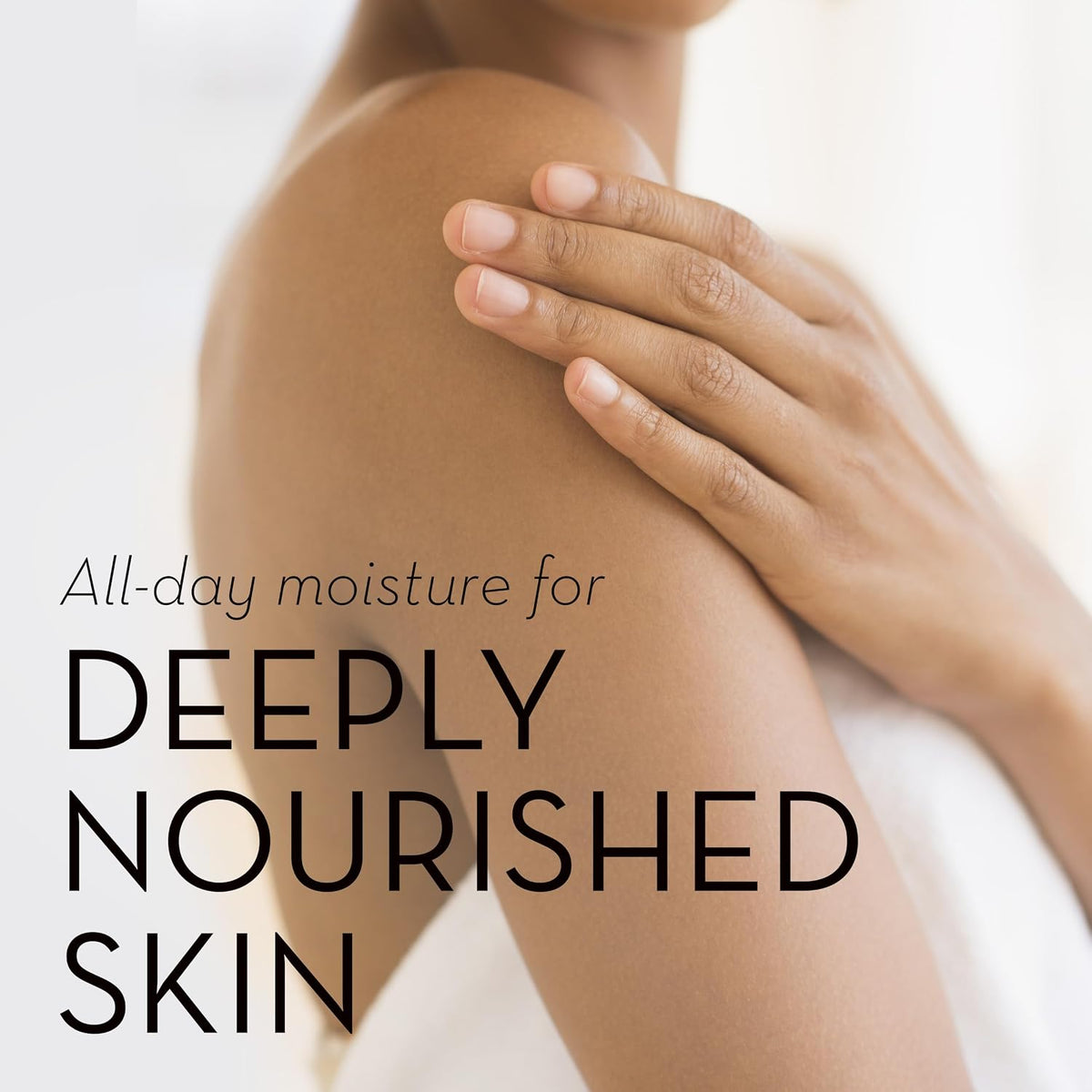 Person touching their shoulder with text about deep nourishment